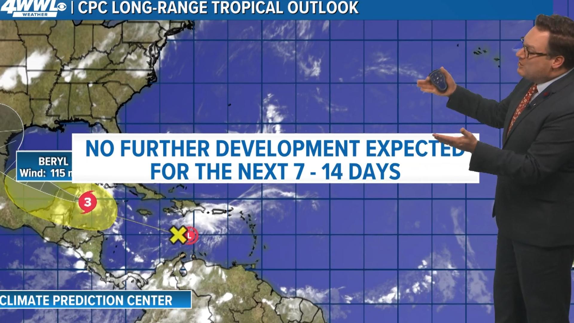Chief meteorologist Chris Franklin says Invest 96-L maintains a low chance of development in the next seven days. No further development expected in the Atlantic.