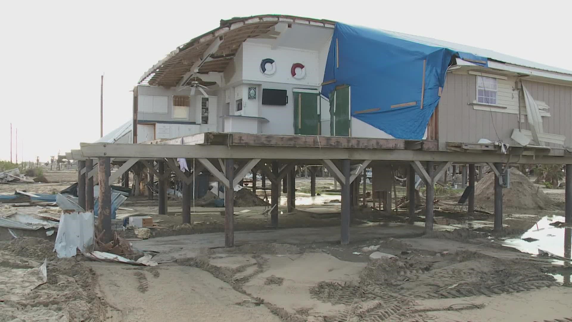 Of the approximately 2,700 structures on Grand Isle, Templet says about 25 percent are gone, many others ripped apart.
