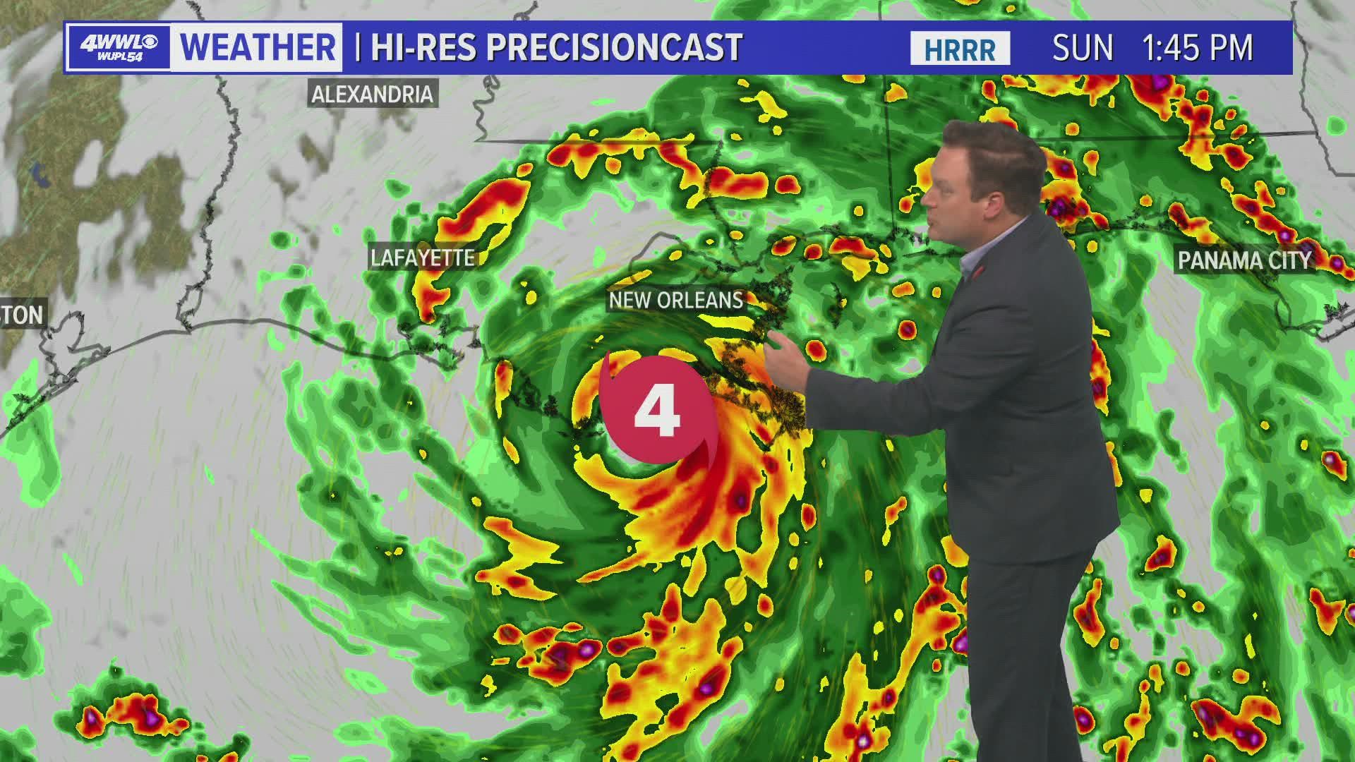 As of 10 p.m. Saturday, Hurricane Ida is churning over the open Gulf waters. The storm has maximum sustained winds of 105 mph, making it a strong Category 2.