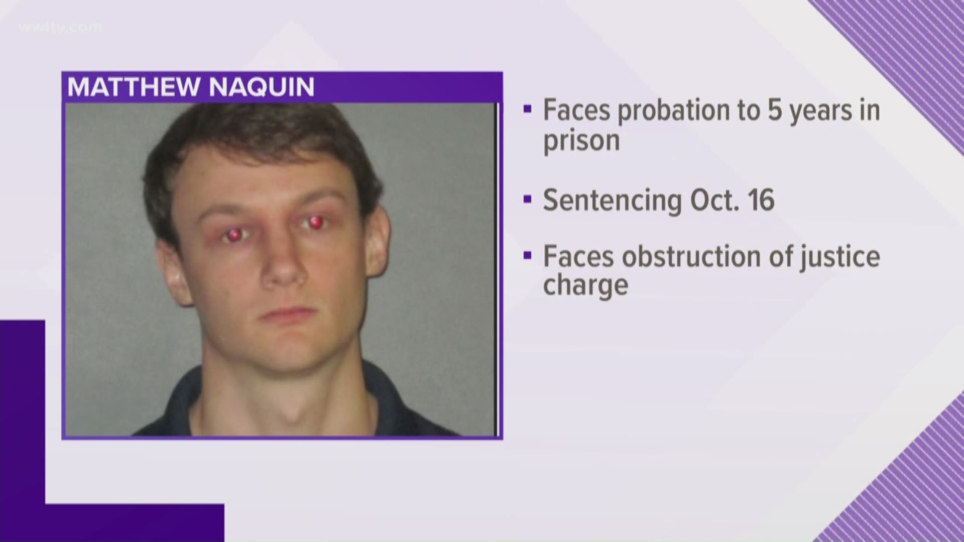 A former LSU student has been found guilty of negligent homicide for his role in the hazing death of a pledge in 2017. His sentencing is scheduled for October.