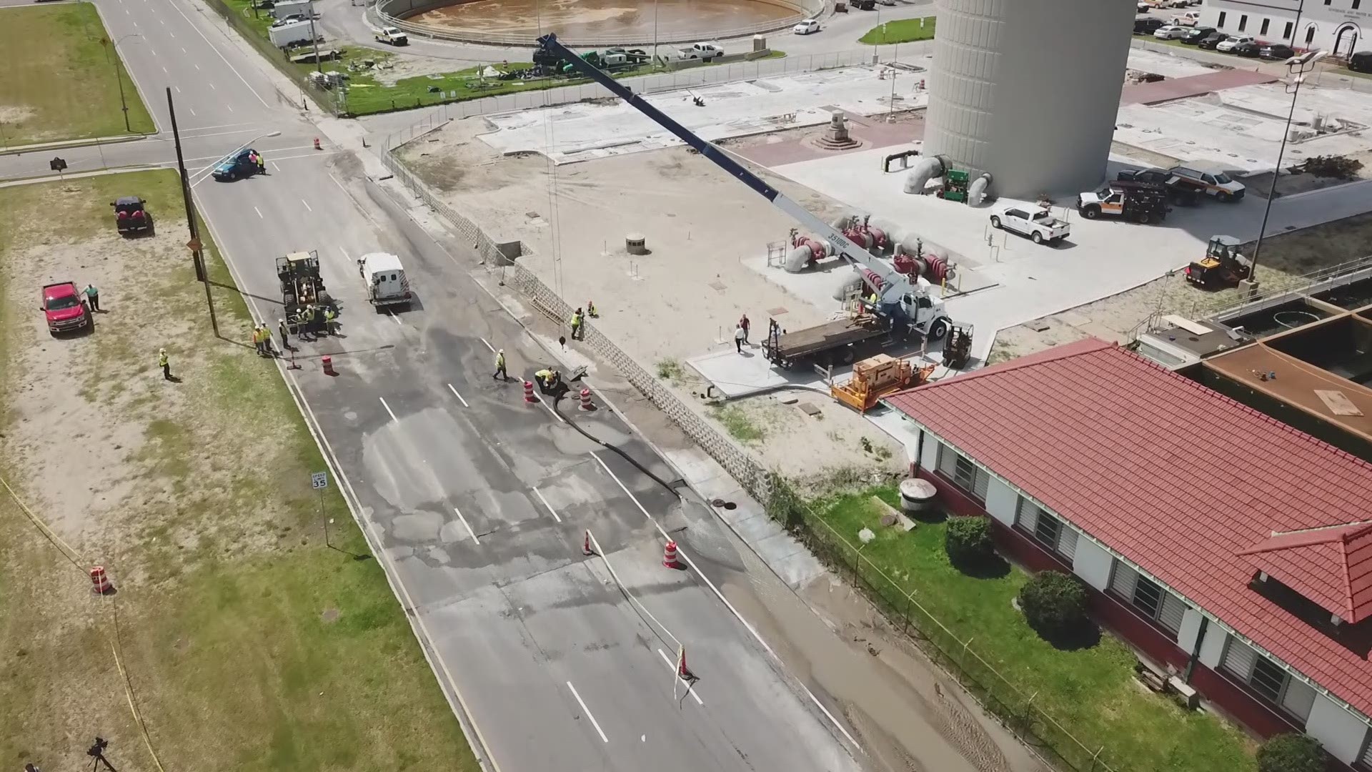 Drone video shows flooding caused by water main break near S&WB plant