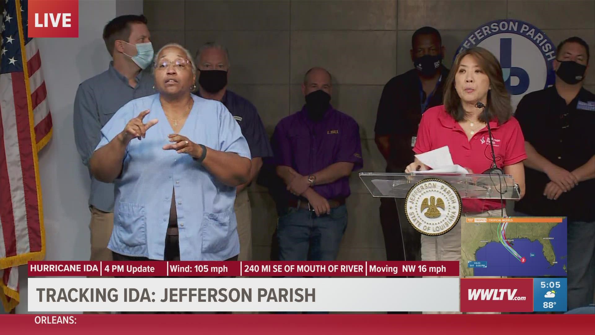 Jefferson Parish President Cynthia Lee Sheng said residents refusing to evacuate areas outside the levee protection system are one of her greatest concerns.