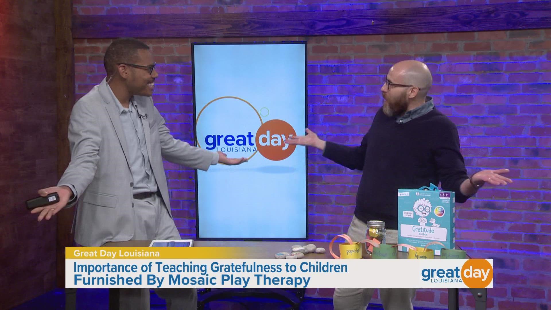 A licensed play therapist and counselor shared tips on how to teach gratefulness in children.