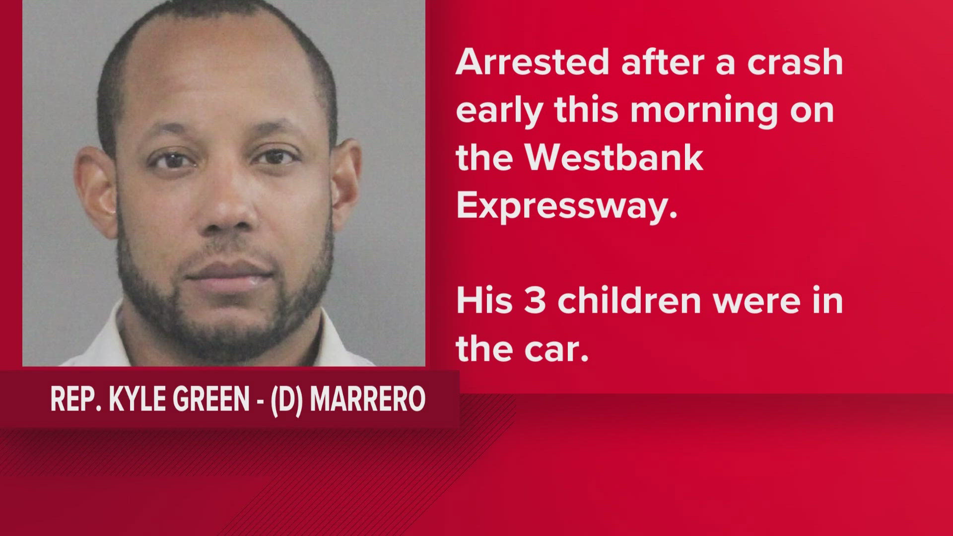 Police said Green was arrested around 2:30 a.m. when they responded to a car crash on US 90B near Ames Blvd.