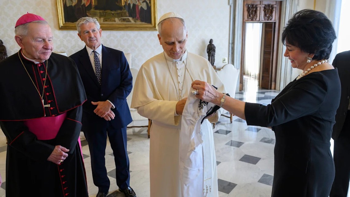 Gayle Benson and Archbishop James Checchio meet with Pope Leo XIV, pitch future visit to New Orleans