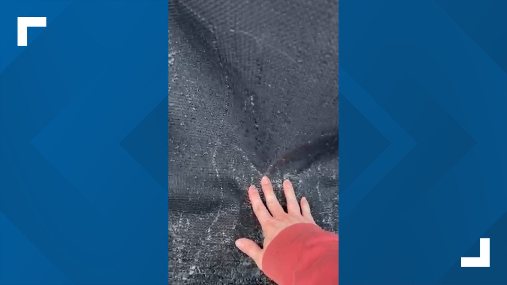 Jennifer Lovisa shares video of her trampoline covered in ice in Kenner near St Charles Parish Line.