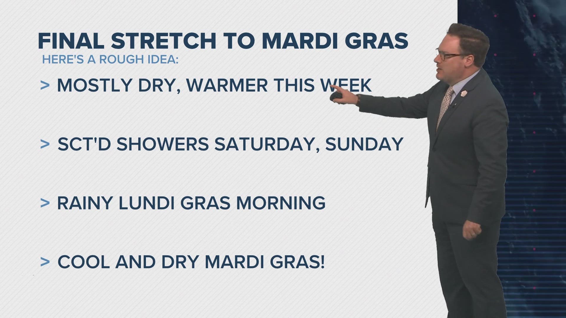 mardi gras day weather forecast