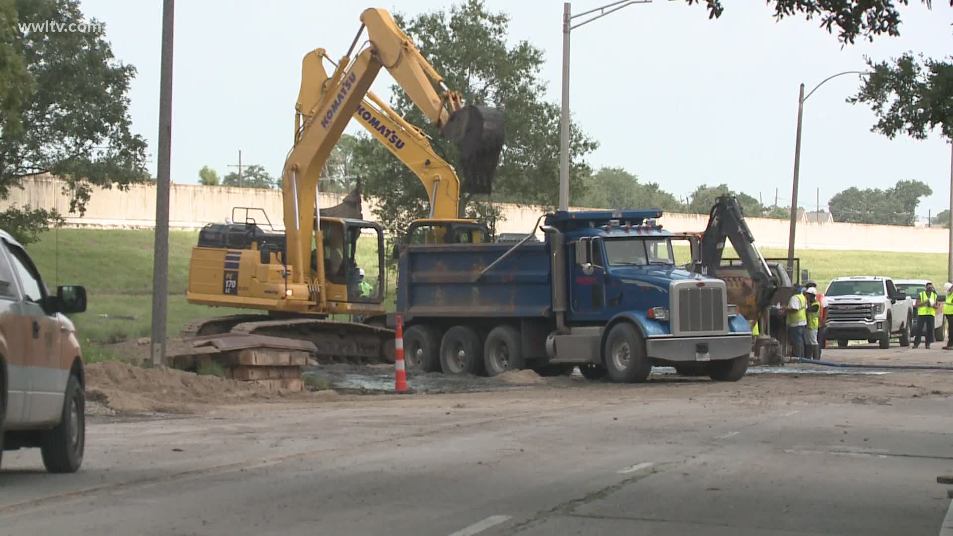 A water main that is being repaired at the Orleans Avenue canal will take more work than originally thought.