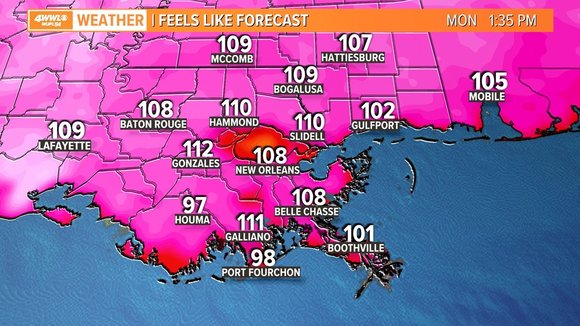 Heat advisory for central, southeast Louisiana, Mississippi