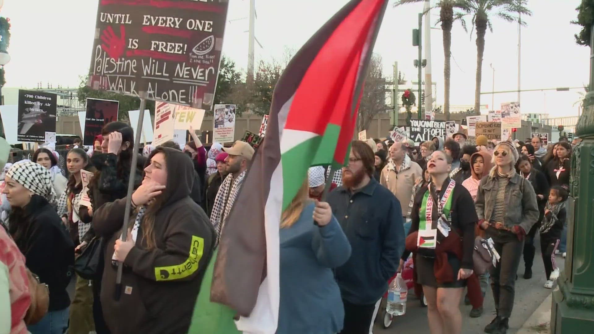 The organizers say there are 25,000 members of the Muslim community living in the New Orleans area, and 10,000 are Palestinian.