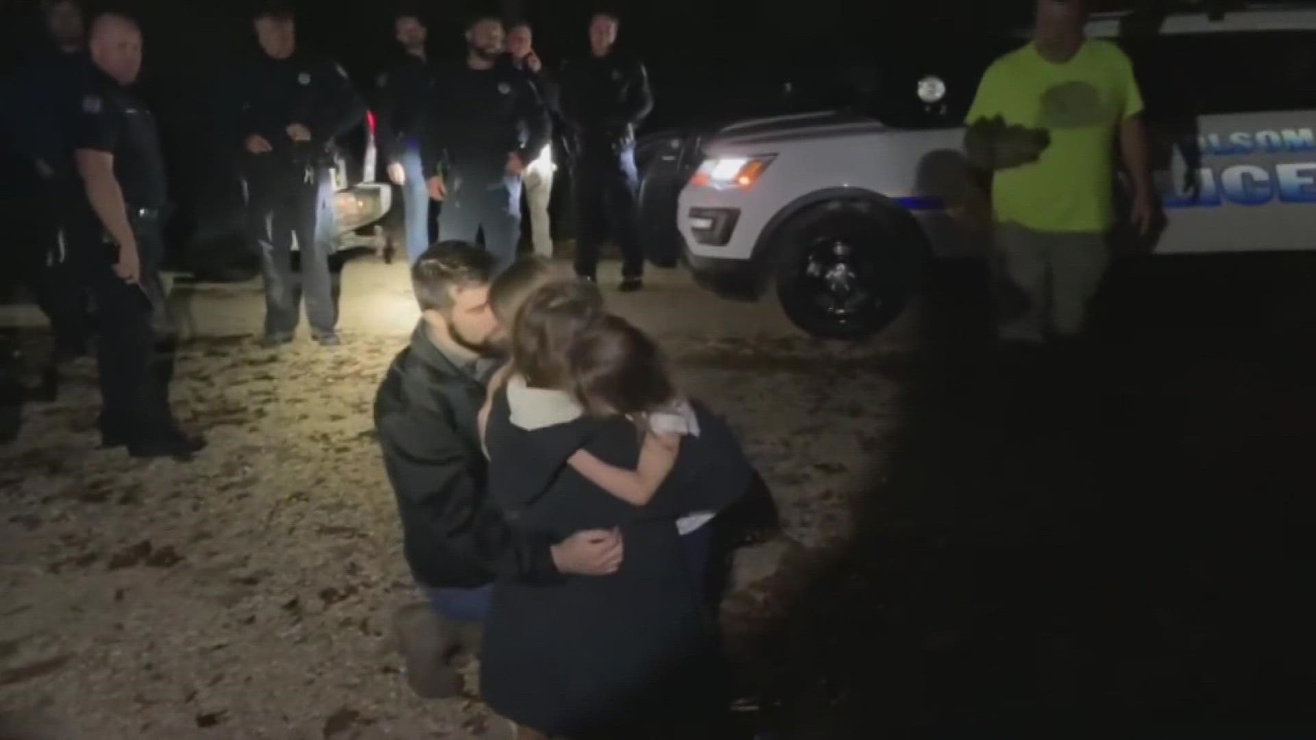 The parents of the missing girls and dog had their prayers answered when all three returned home safely.