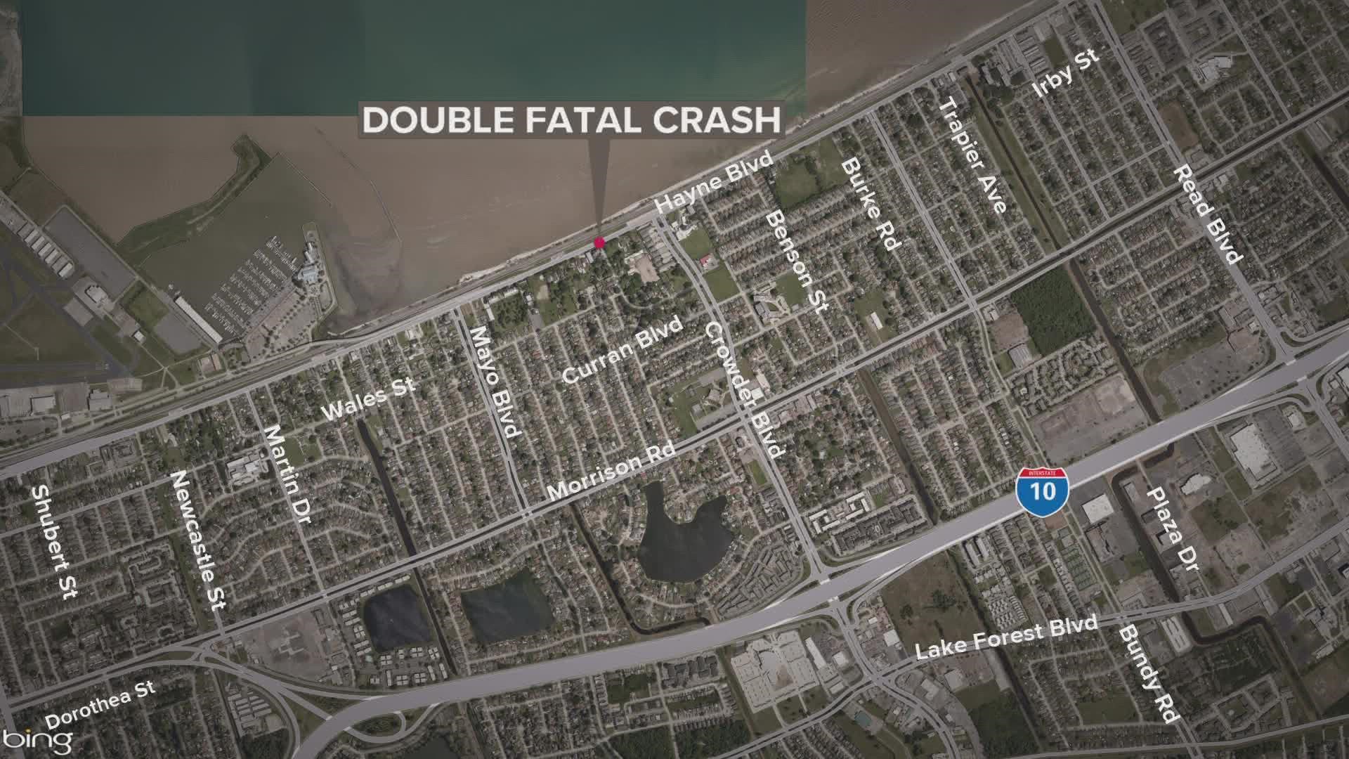 Two people were killed in a crash on Hayne Boulevard Tuesday evening.