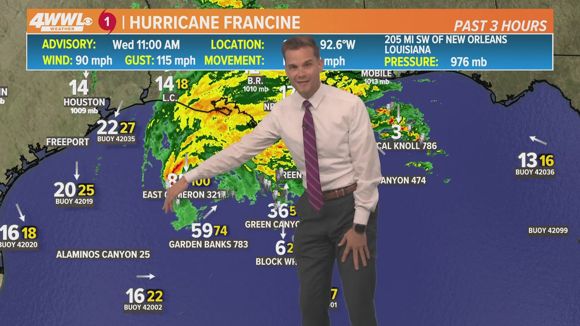 WWL Louisiana meteorologist Payton Malone with the latest developments from Hurricane Francine as it tracks toward Louisiana landfall on Wednesday, Sept. 11, 2024.