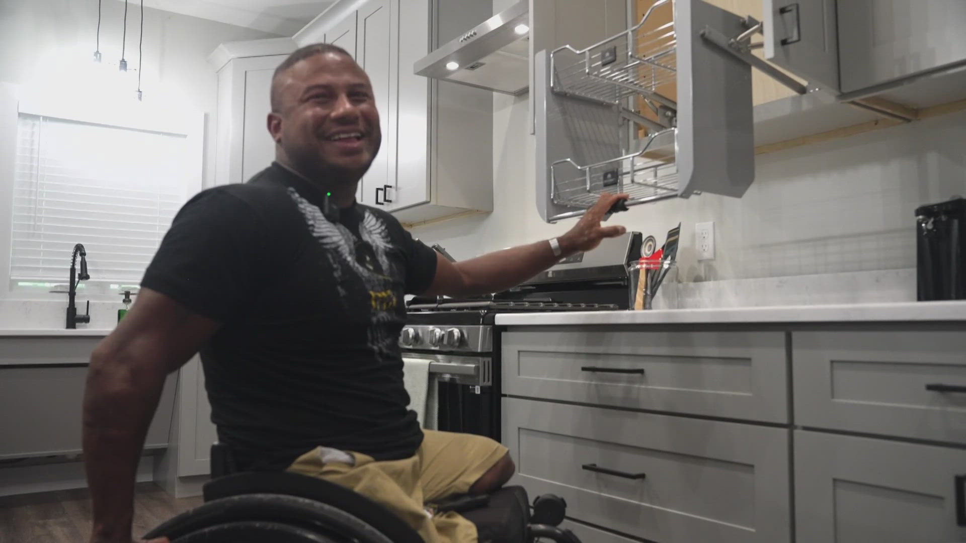 Ryan Major was honored with a fully furnished home for his service. The home was built in 21 days with the help of 80 volunteers.