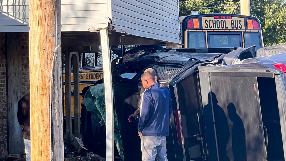 Car overturned in crash with school bus in New Orleans: report | wwltv.com