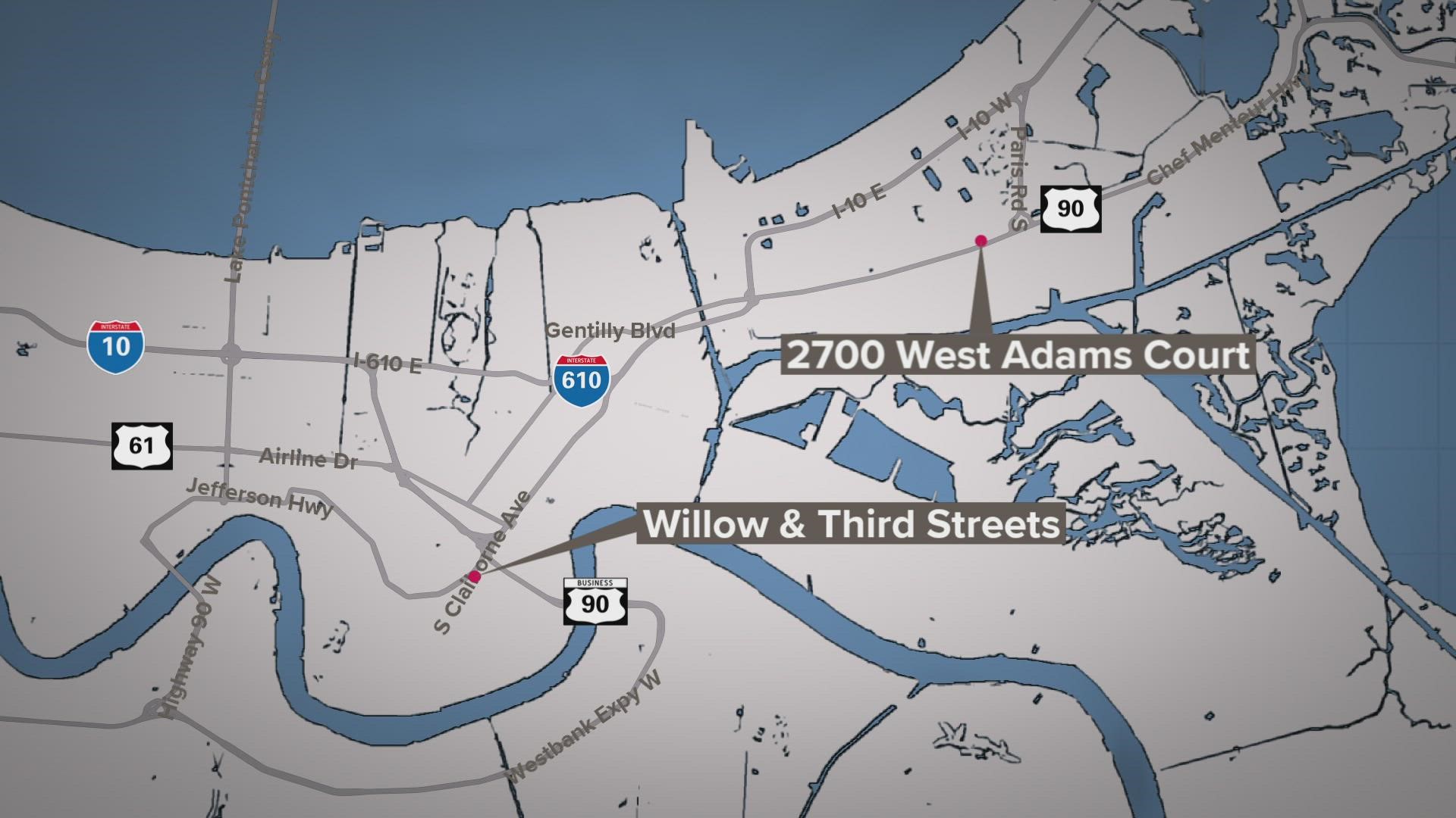 Two men are dead after two separate shootings in New Orleans Wednesday night.