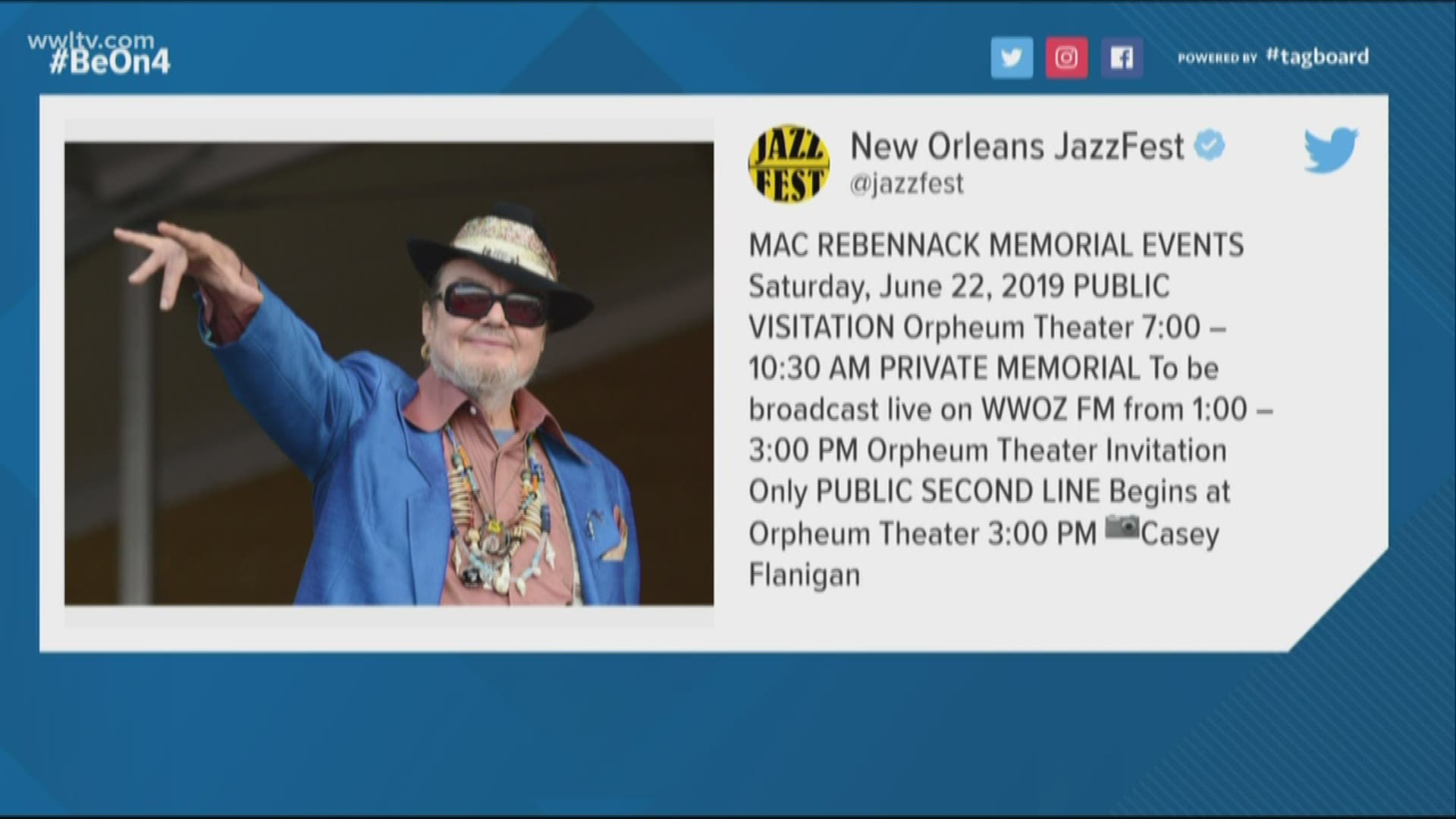 Saturday will be an opportunity for fans of the New Orleans-based Rock 'N Roll Hall of Famer to say their final goodbyes.