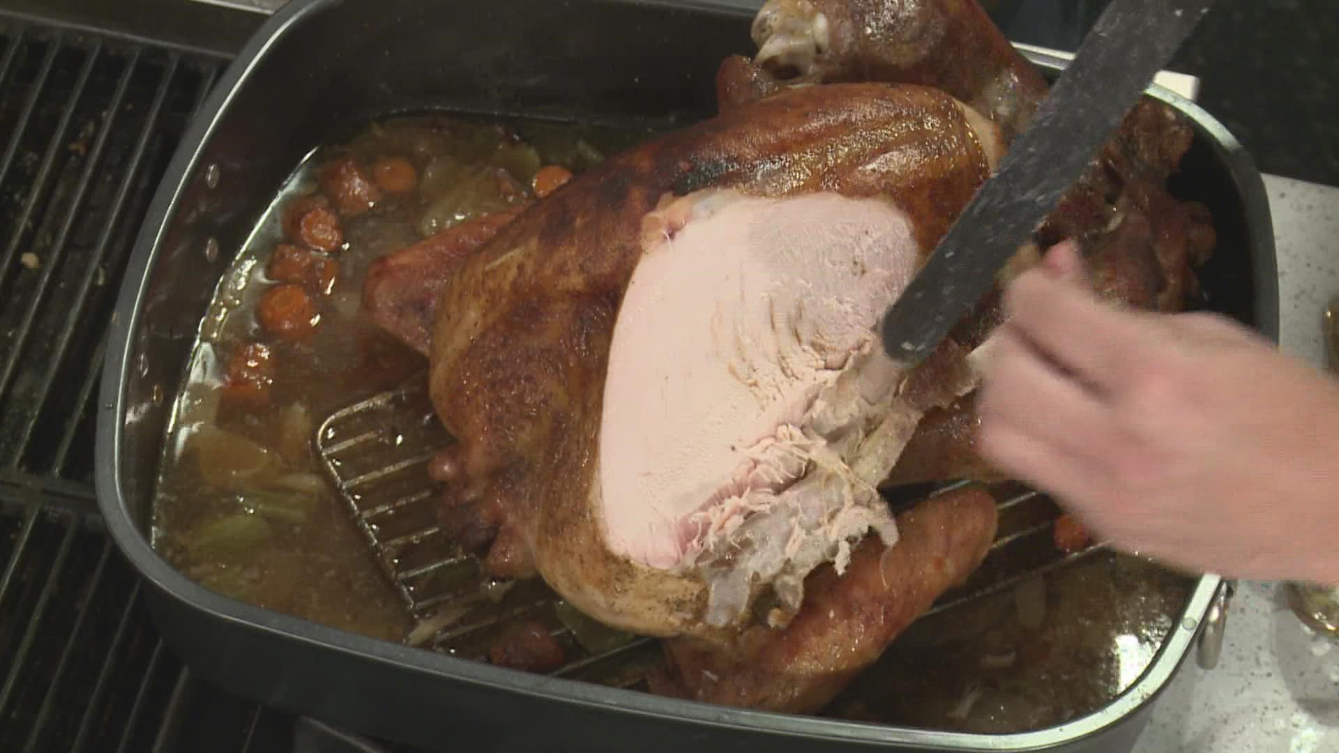 Chef Michael Gulotta, Maypop, shows how he cooks a Thanksgiving turkey.
