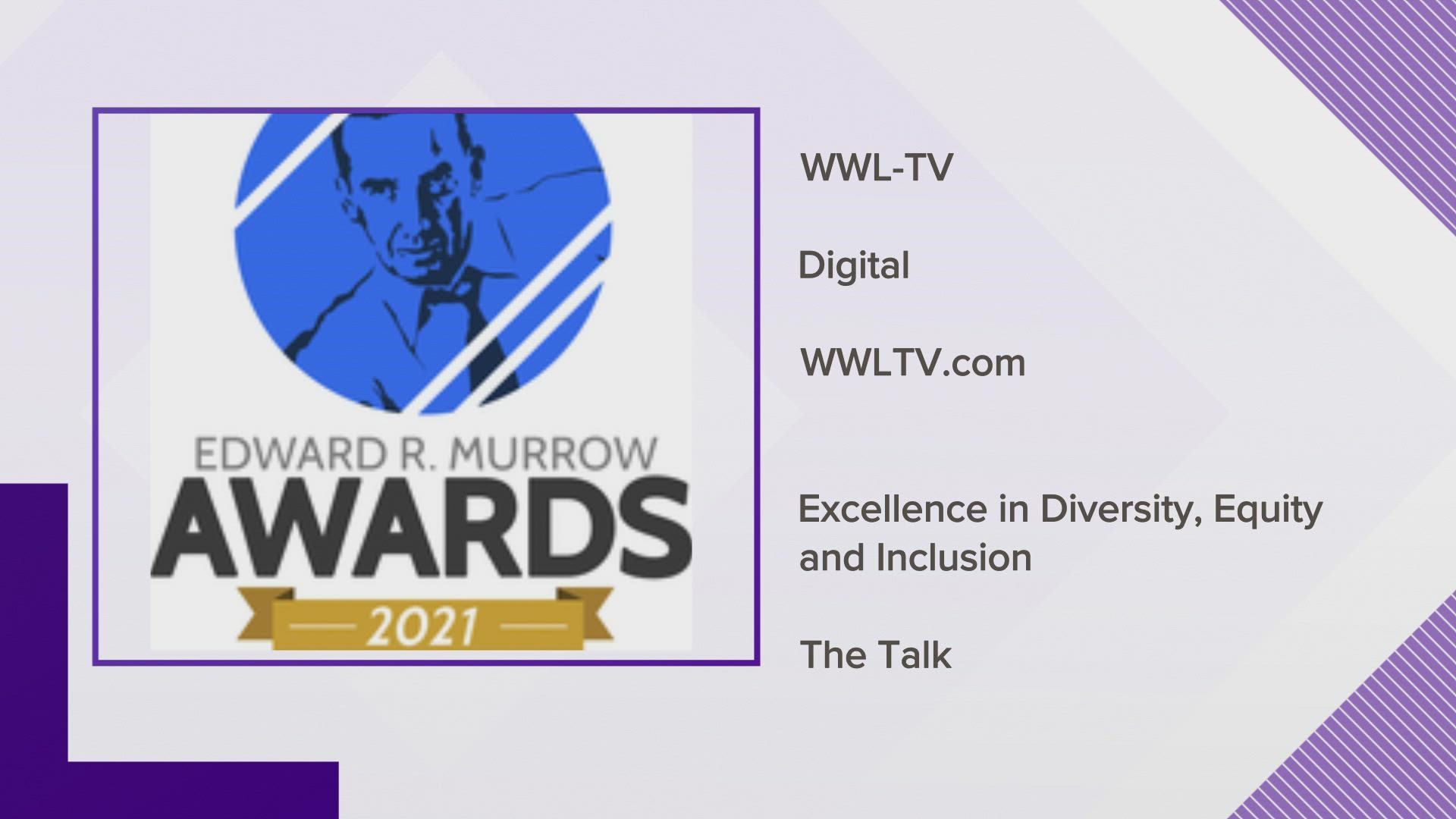 WWL-TV won 2 National Edward R. Murrow Awards for digital coverage and for Excellence in Diversity, Equity and Inclusive coverage.