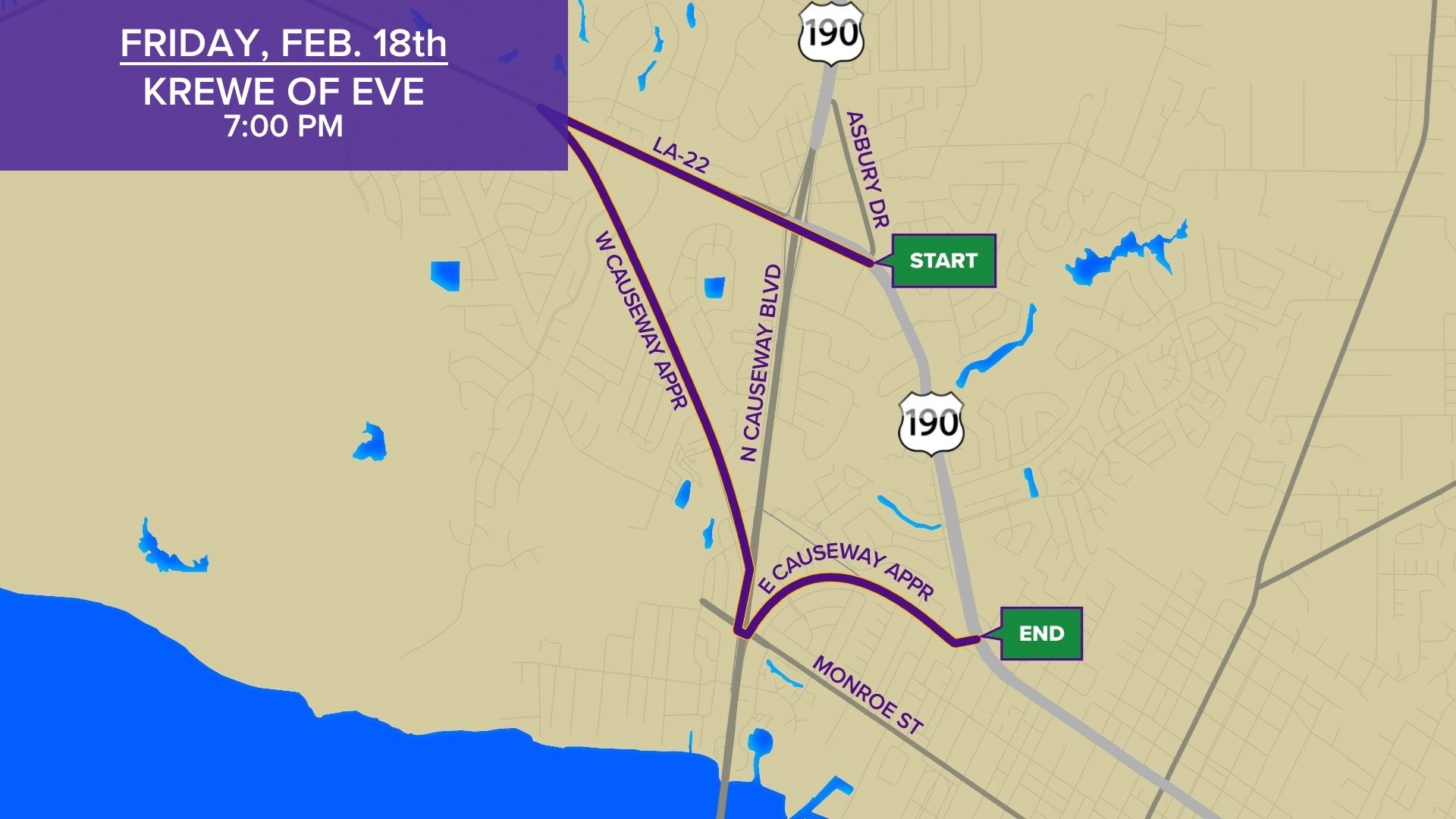 Krewe of Eve Parade Route and start time