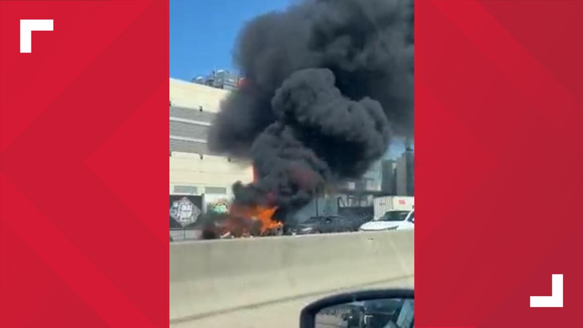 Truck catches fire on I-10, backs up traffic Downtown – WWLTV.com