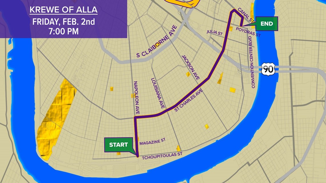 Krewe of ALLA 2024 parade route