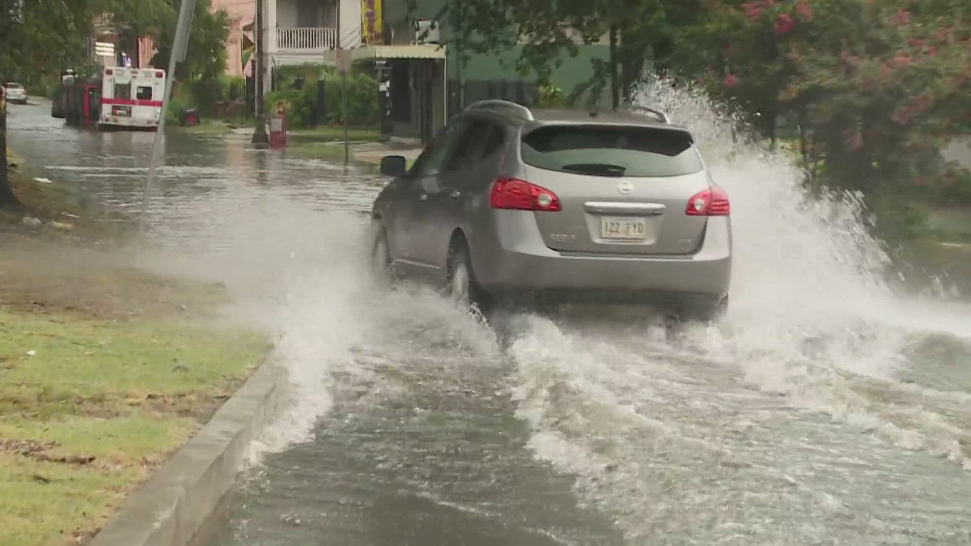 A flash-flood warning in effect Monday evening as much-needed rainfall rolls across New Orleans on Monday, Aug. 28, 2023.