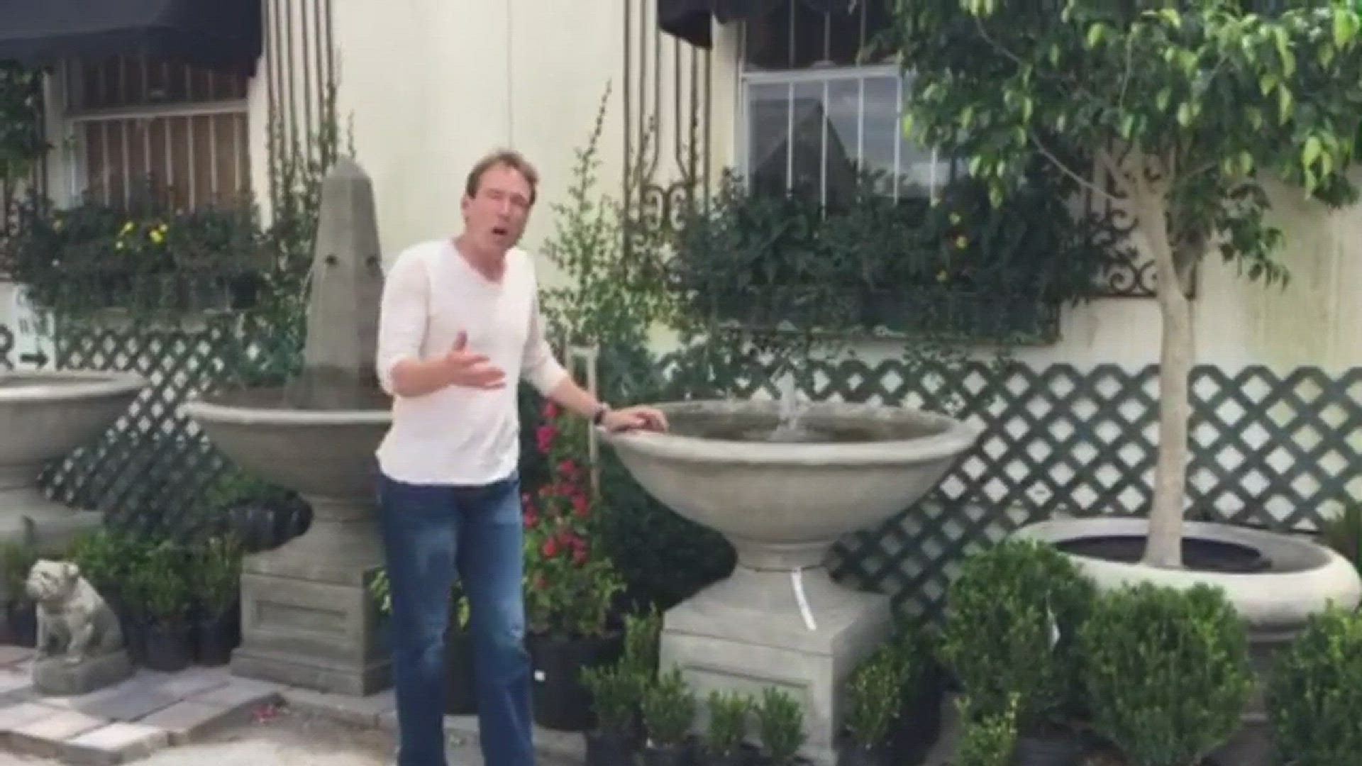 Kenny Rabalais, The Plant Gallery, demonstrates the "Big Bubbler" fountain and the "Copper Pieced" Fountain. The Plant Gallery can suggest the perfect fountain for your garden.