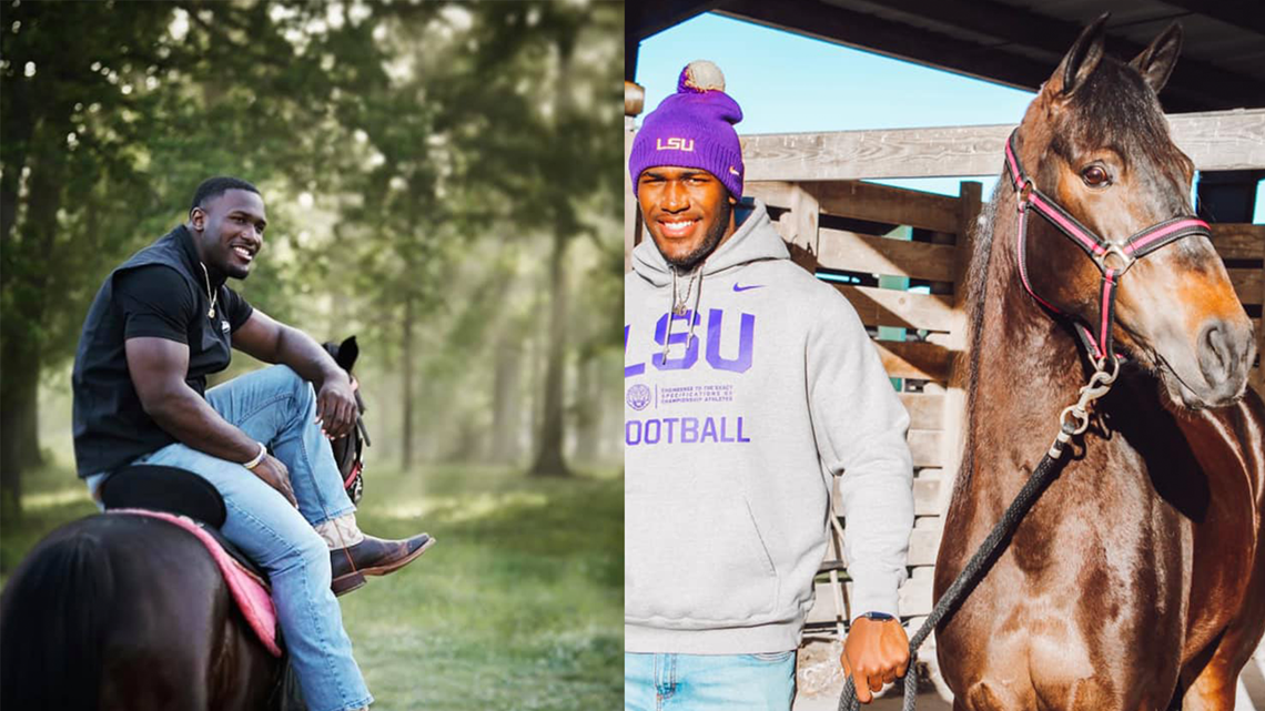 Devin White rides horse