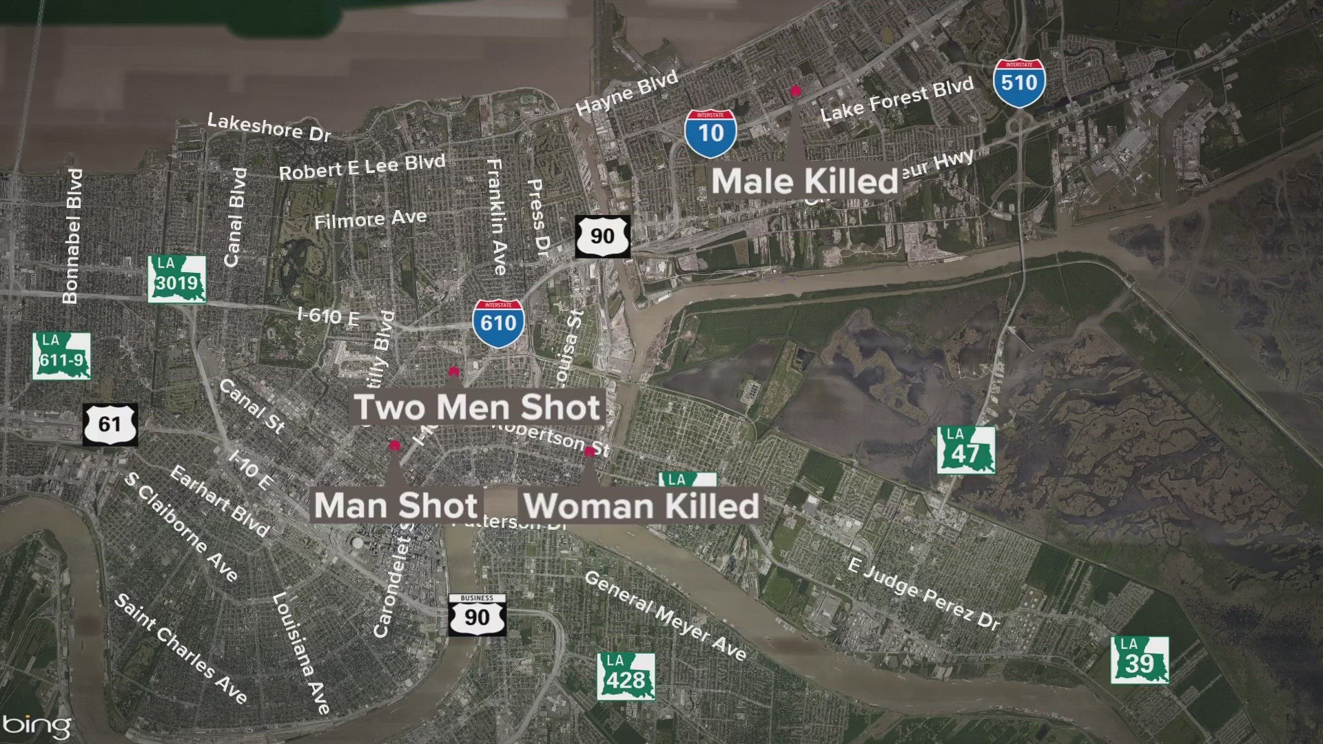 The shootings occurred in a nine-hour period starting around 7 p.m. Friday night.