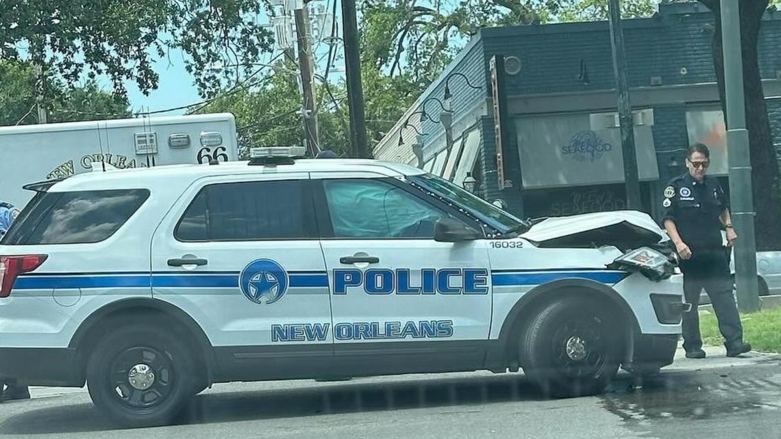 Officer injured, power outage after NOPD unit strikes utility pole ...