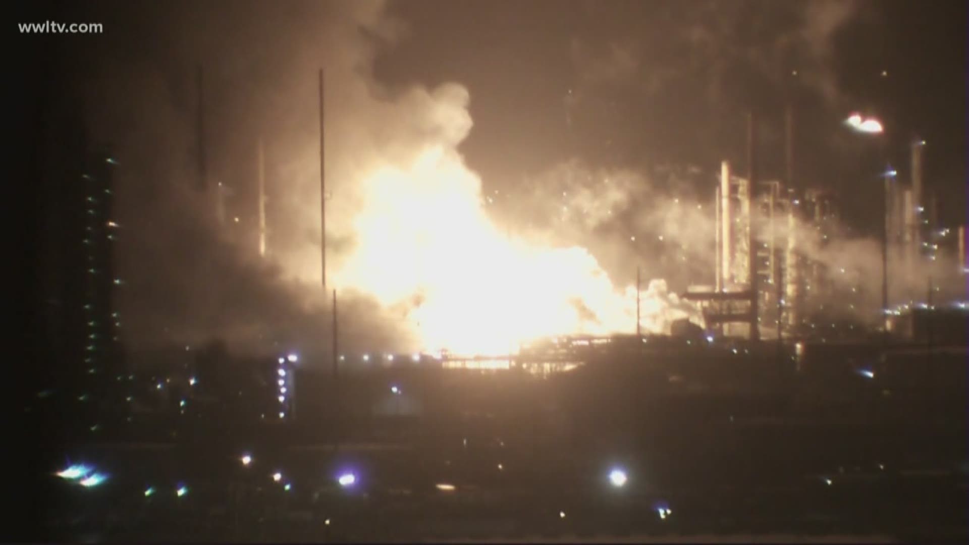 Fire crews battled the fire for hours as officials searched for the cause and monitored air quality around the plant.