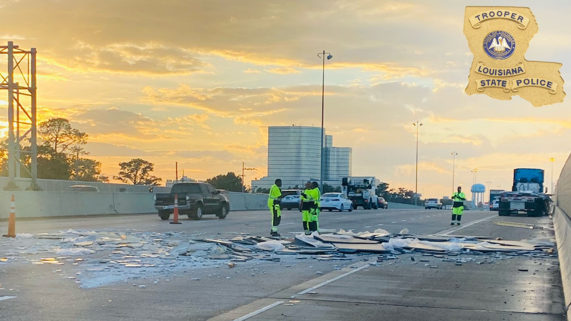 The spill occurred as the evening rush hour traffic had begun.