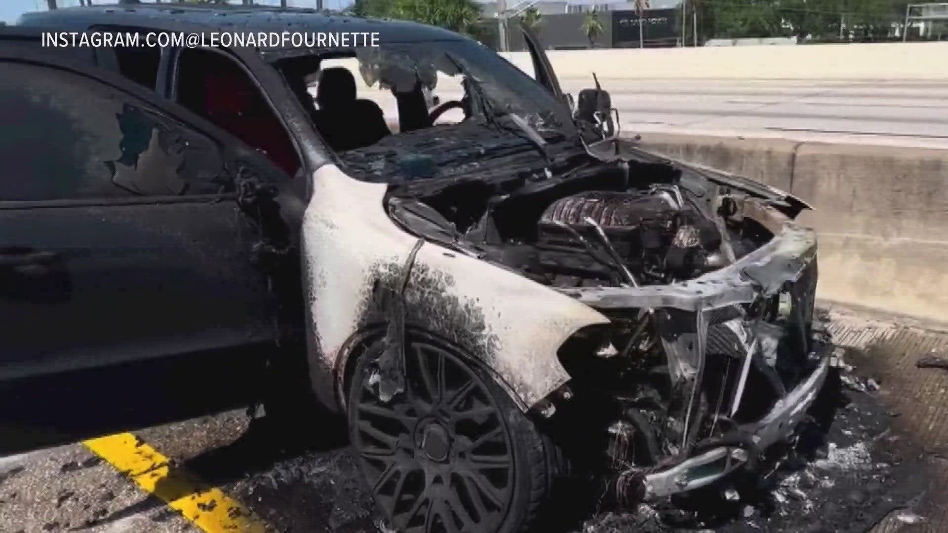 Tampa Fire Rescue says the vehicle fire happened while Fournette was driving on northbound I-275 in Tampa.