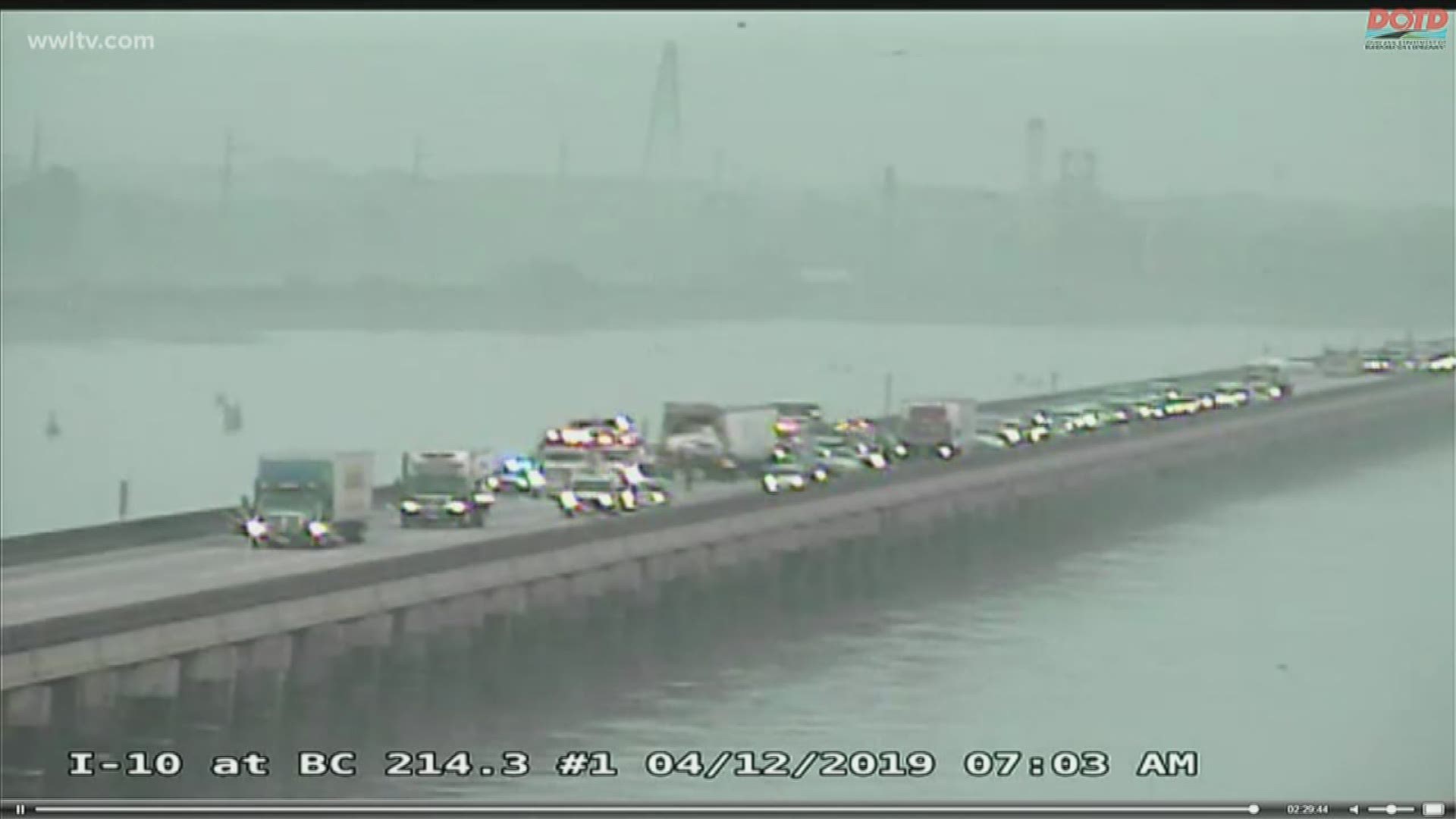 A spokesperson for Louisiana State Police say the three-car crash has closed the right lane on I-10 east but one lane is open to traffic.