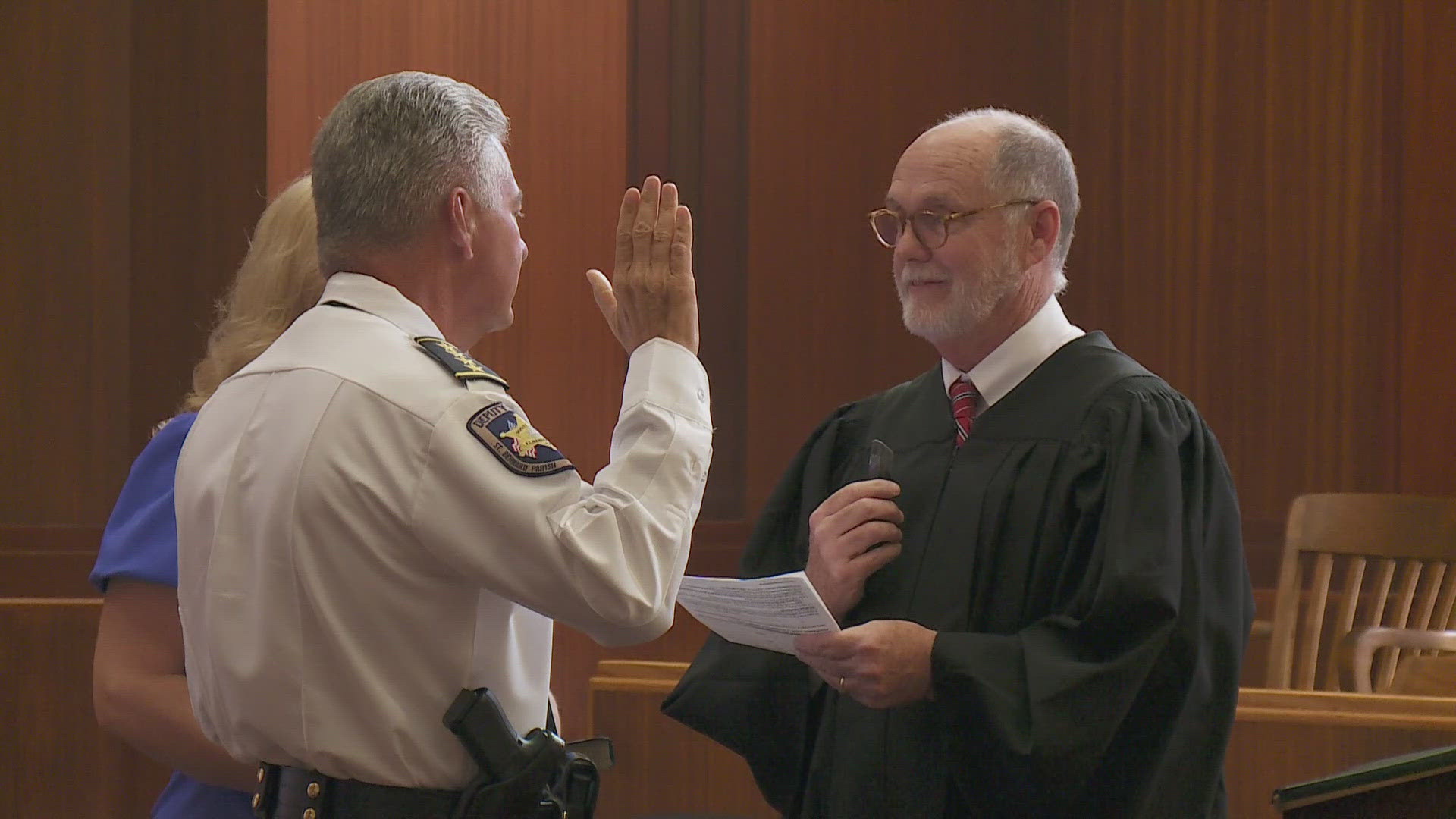 Friday morning in St. Bernard Parish Sheriff Jimmy Pohlmann was sworn in for a fourth term as sheriff.