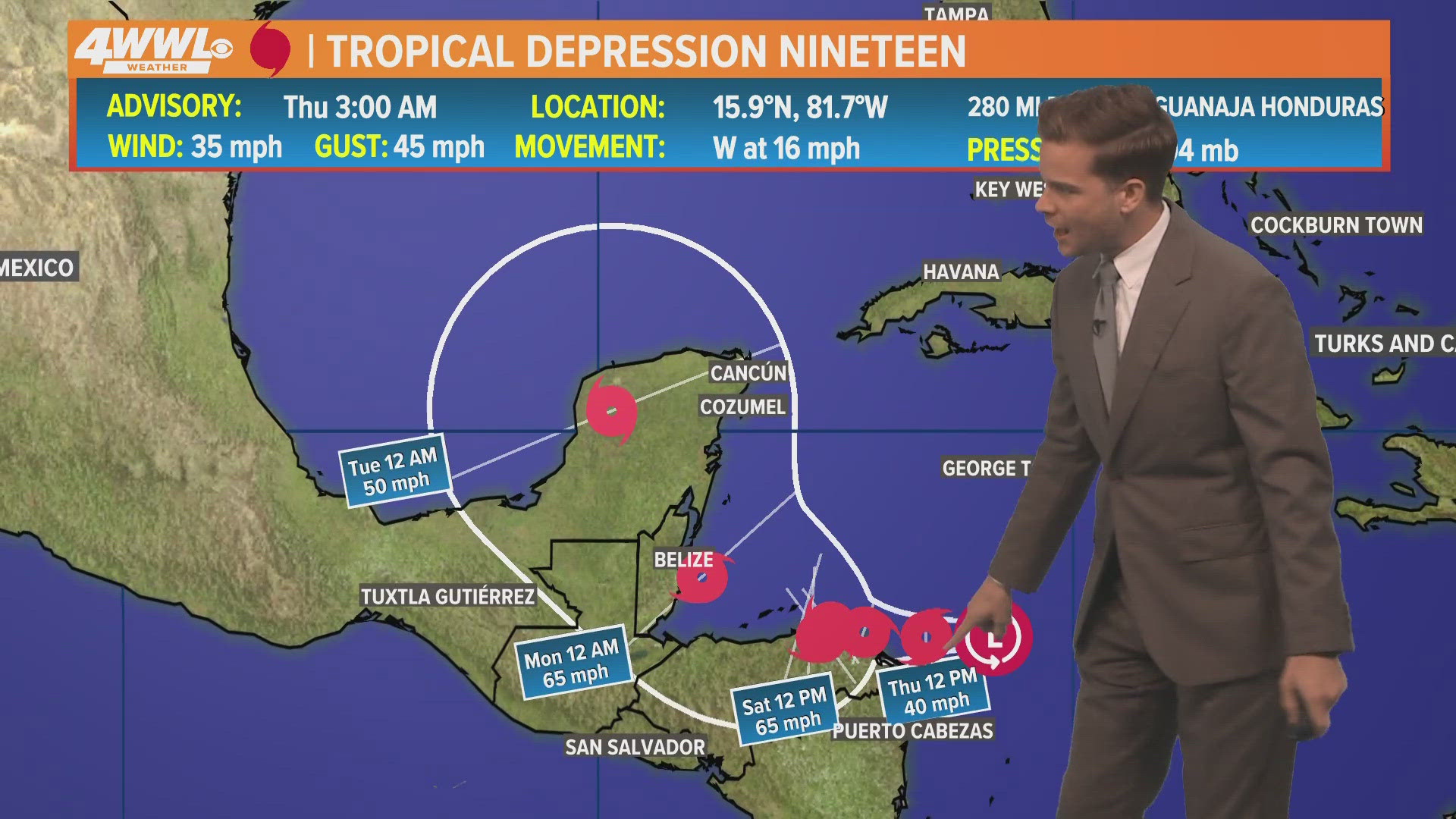 The storm will linger near land through the weekend but could emerge in the Gulf next week.