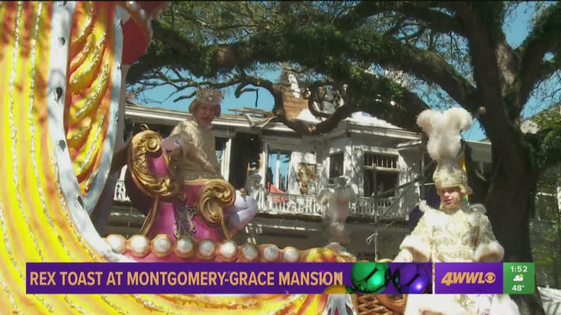 The Montgomery-Grace mansion was engulfed in a 7-alarm fire about two weeks ago. Rex organizers say, despite the tragedy, they were going to continue the tradition of toasting at the mansion this Mardi Gras.