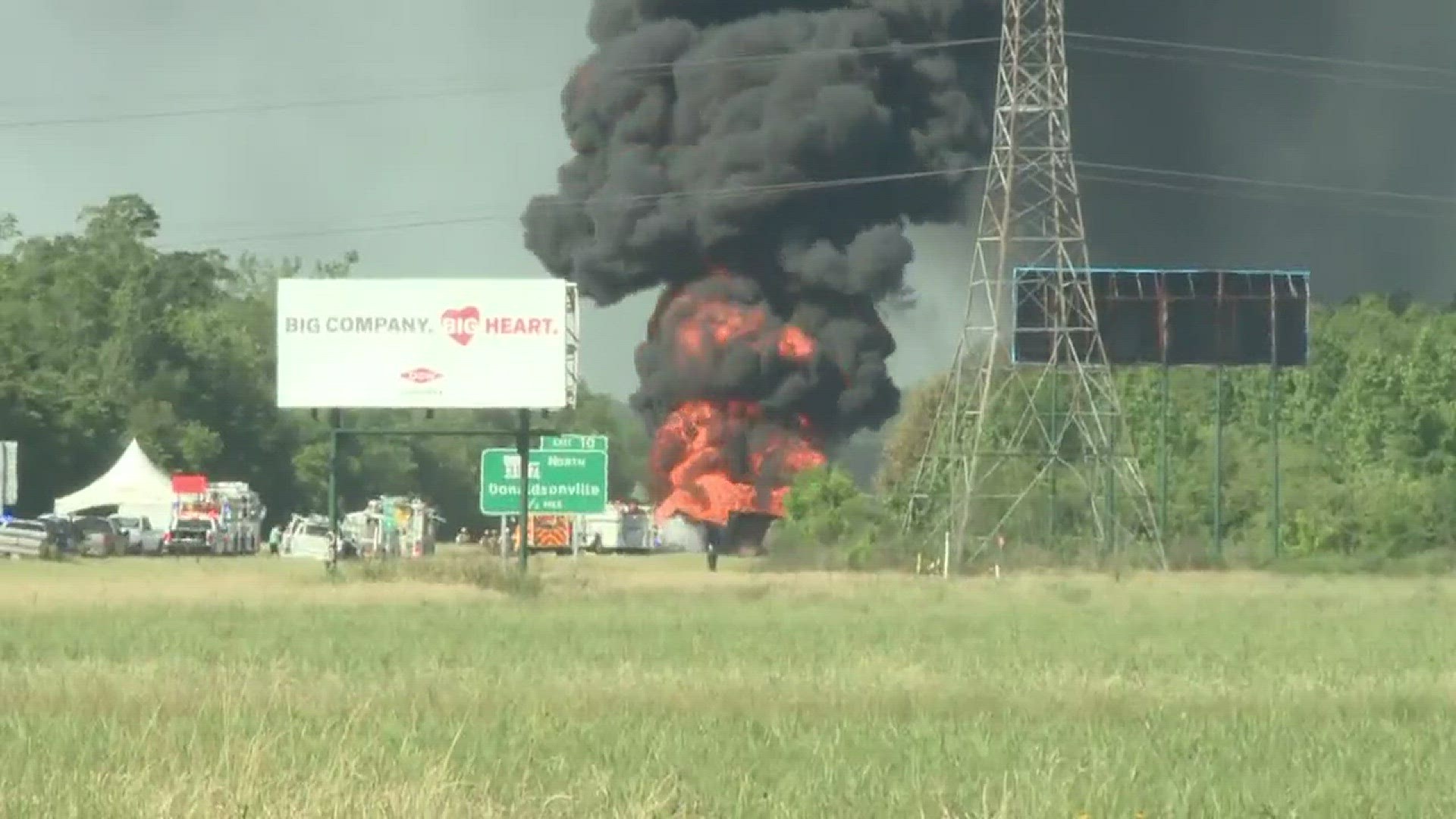Louisiana State Police confirmed one person has died and another is being treated for serious injuries after a fiery accident on I-310 Thursday morning.