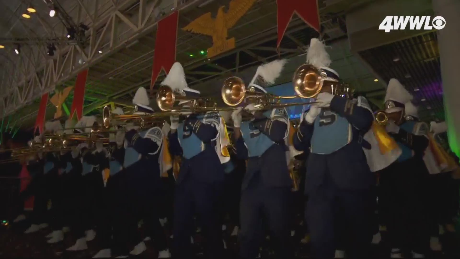 Southern University's Marching Band - The Human Jukebox - in the Krewe of Bacchus Sunday night at the Convention Center.