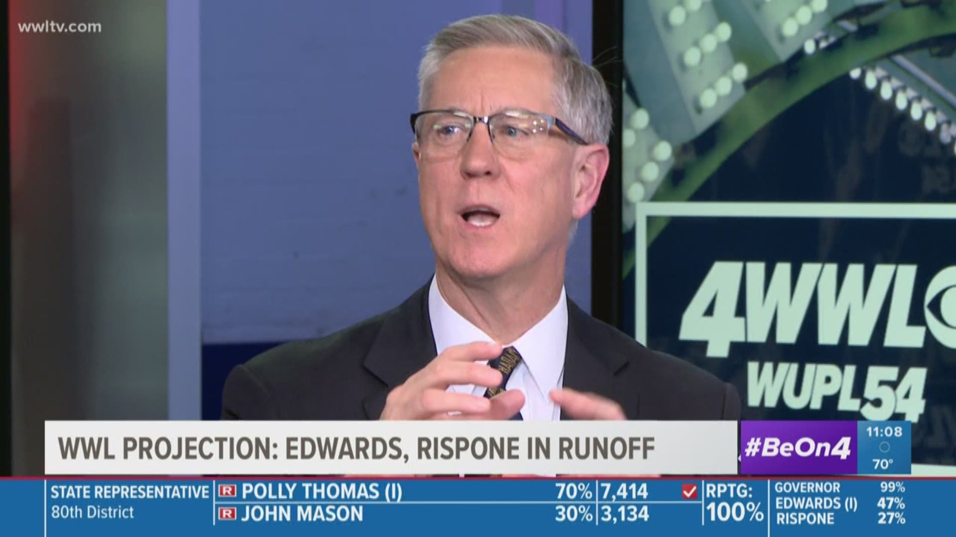Political analyst Clancy DuBos talks about incumbent John Bel Edwards' chances of being re-elected in an expected tough runoff with Eddie Rispone.