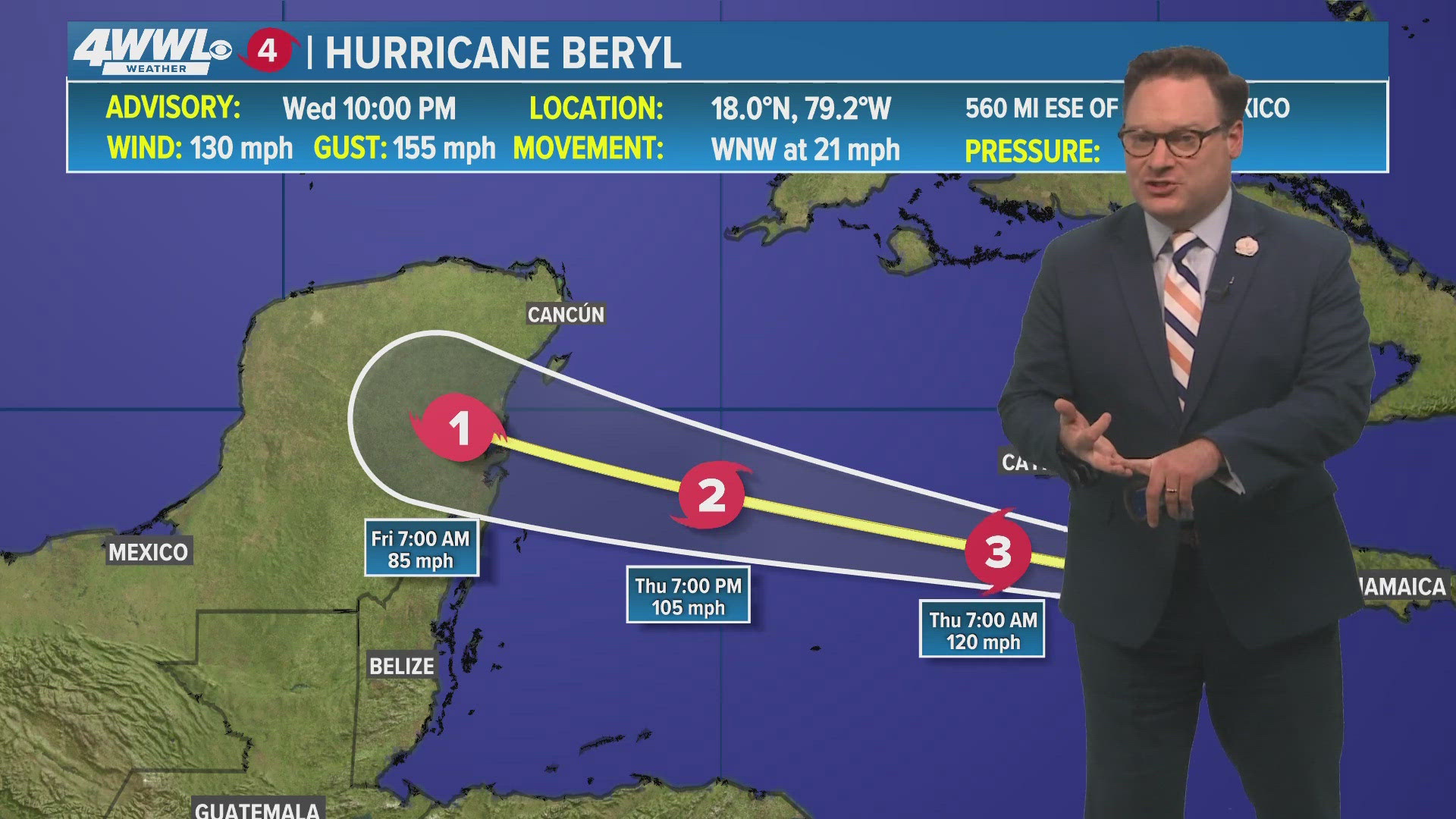 Wednesday 10 PM Tropical Update: Hurricane Beryl Still A Category 4 ...