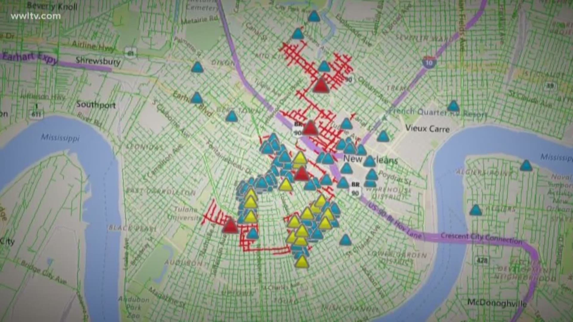 The outages began around 8:30 a.m. Monday morning. All of the 7,556 people who lost power in Mid-City, Central City and Uptown, had power back before noon according to the Entergy New Orleans outage map.