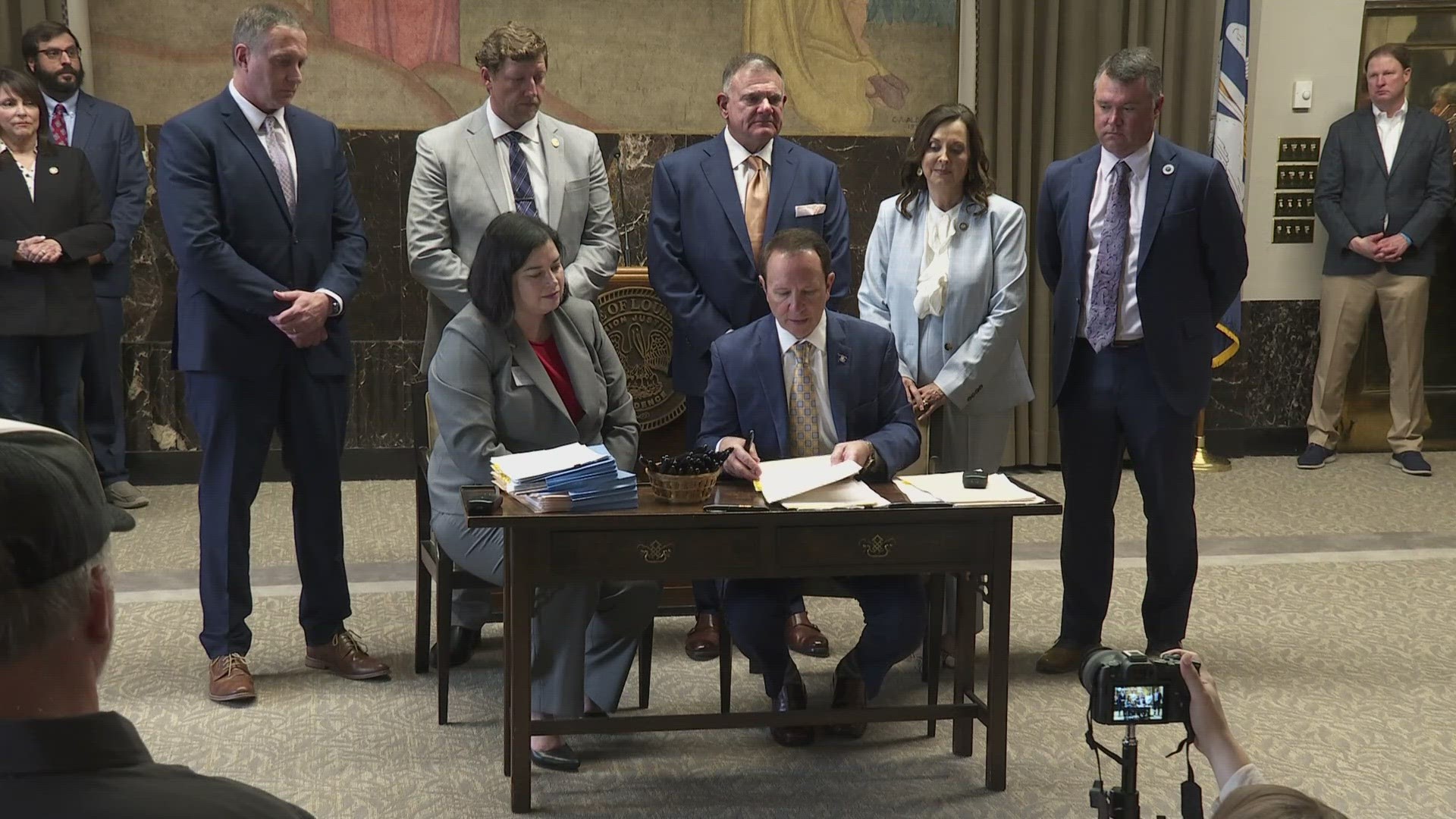 Among the bills Landry signed into law is a measure that adds nitrogen gas and electrocution to the methods the state can carry out the death penalty.