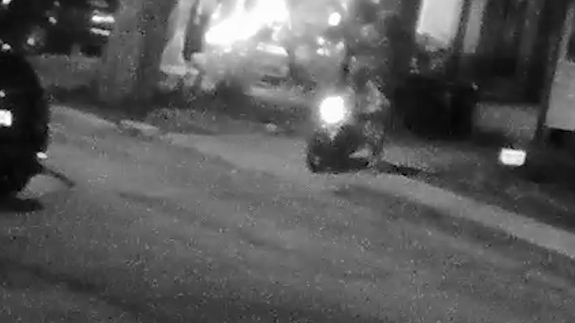 Home surveillance camera shows suspect stealing 2017 Moto Guzzi V7 III Racer motorcycle in the 4400 block of S. Tonti Street after 4 a.m. on Sunday, Oct. 27, 2024.