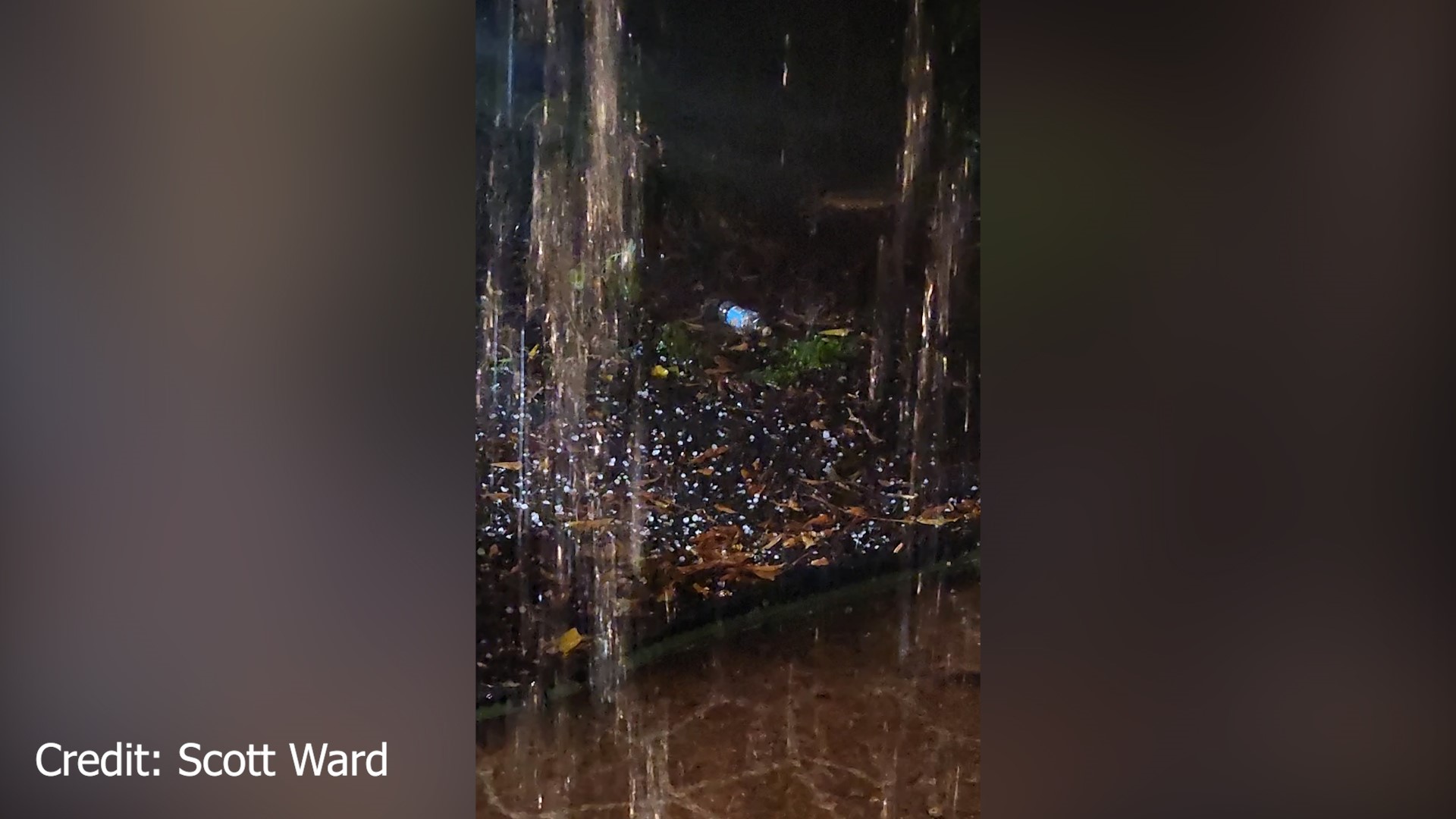 WWL Louisiana viewer Scott Ward captured marble-sized hail dropping into his Slidell neighborhood home's backyard.