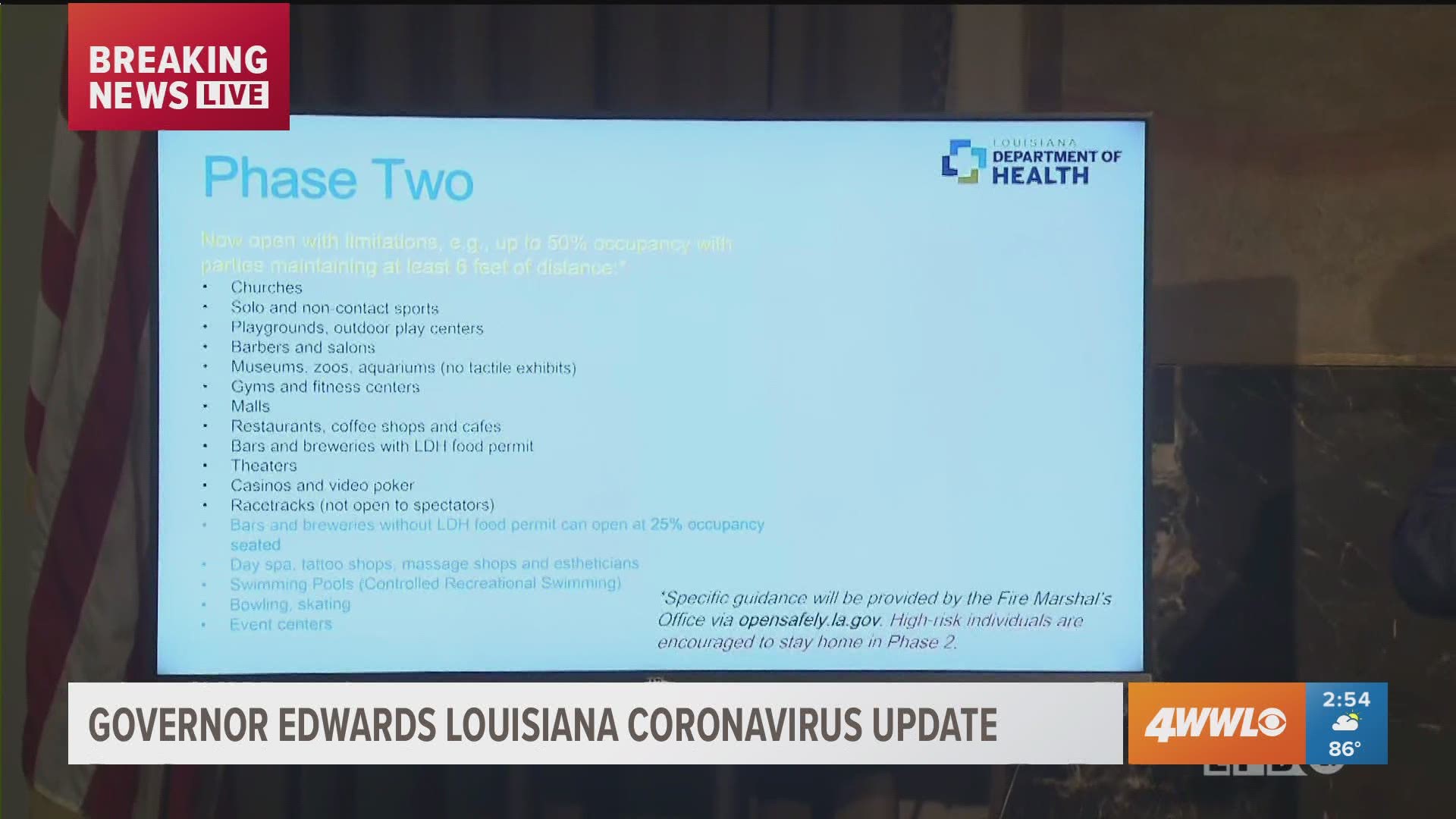 Louisiana will enter Phase 2 of reopening the economy on Friday.