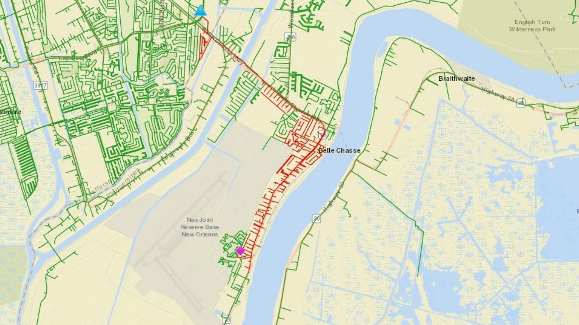 According to the Entergy outage map, power went out in the area just before 5 a.m.