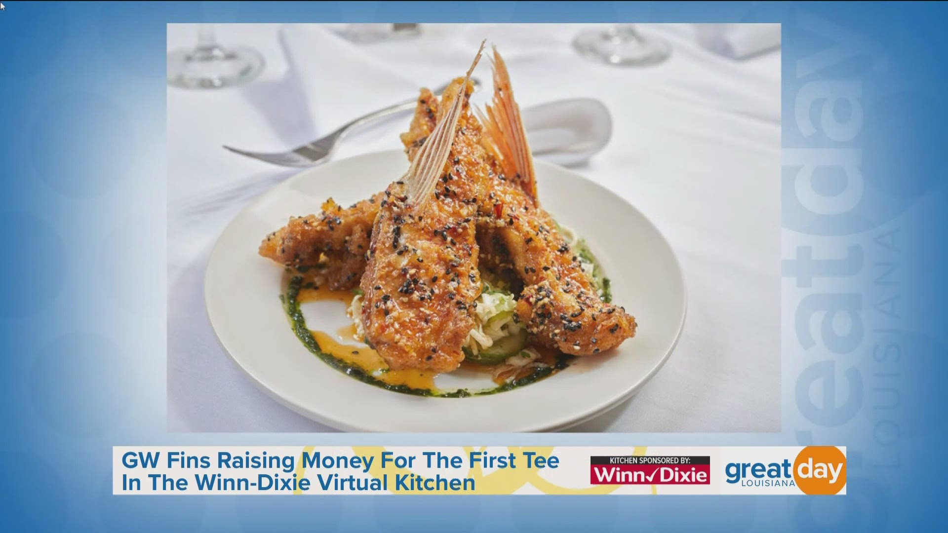 The executive chef of GW Fins shared a recipe for fins wings. The executive director of First Tee Greater New Orleans also discussed their fundraising partnership.