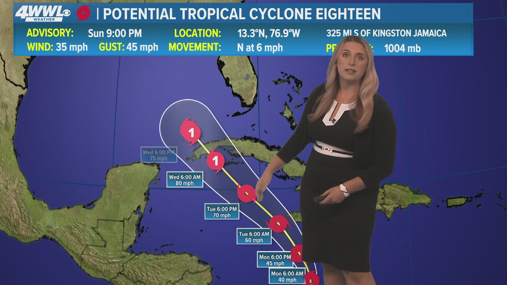 Meteorologist Alexa Trischler says the tropical system is expected to weaken as it enters the Gulf of Mexico.